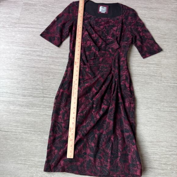 Anthropologie Maeve Elorn Sheath Dress Women 6 Floral Velvet Lace Dark Romance - Picture 7 of 7